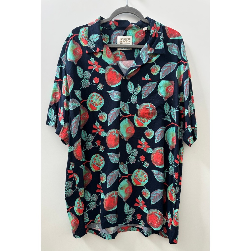 NWT Scotch & Soda Mens Amsterdam Colorful Fruit Print Button Camp Shirt Size XXL - Picture 11 of 11